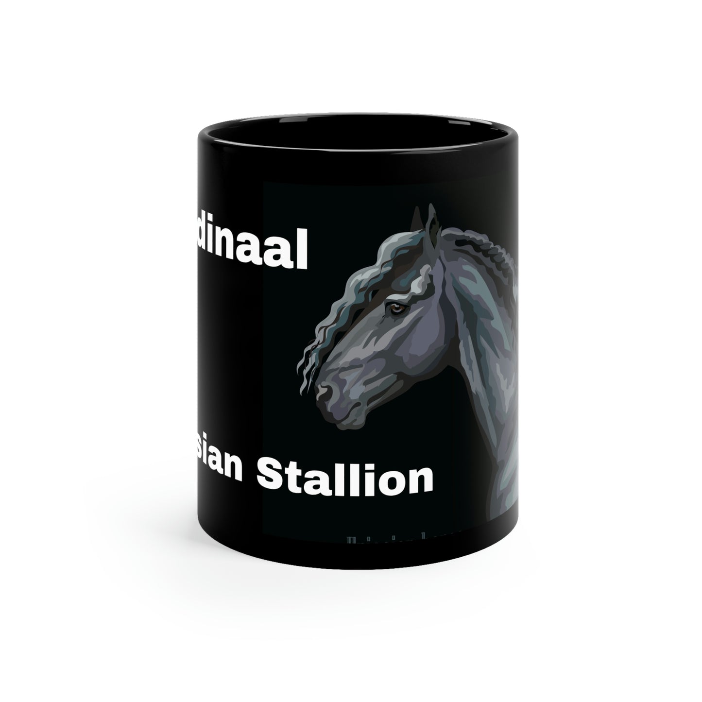 YOLy Kardinaal Friesian Stallion 11oz Black Mug